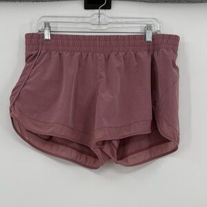 Athleta mesh racer run shorts 4” pink large